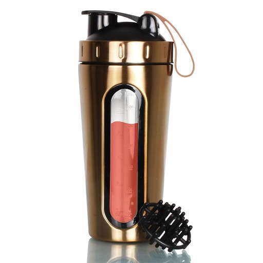 [BRSROEIDDMCW2DQU] Stainless Steel Window Shaker - Food Grade - BPA Free - Leak Proof - 750 ml Shaker (Gold)