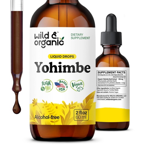 [BRSRAGL5PMNQKYLV] Wild & Organic Yohimbe Supplements for Men & Women - 5 mg Yohimbine Liquid Extract Drops - Pausinystalia Yohimbe Bark Tincture - Vegan, Alcohol-Free - 2 fl oz