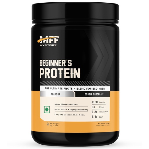 [BRSWYZ36BN6BMFDZ] MyFitFuel Advance Beginner Whey Protein, 1Kg, Double Chocolate (Whey Protein Concentrate & Whey Protein Isolate) + Digestive Enzymes
