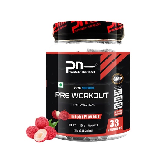 [BRSRAGALBYMWKGTD] Pre Workout For Men, Litchi 400 GM,200Mg Caffeine, 3500Mg Beta Alanine, 4000Mg Citrulline, 2000Mg Creatine, 33 Servings, Powder, Pack of 1