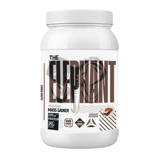[BRSRYZA6BYIBUH3K] Absolute Nutrition Elephant Premium Mass Gainer | Weight Gainer with 20g Protein, 3000mg Creatine Monohydrate & 1000mg HMB | Muscle Gain Supplement | 1kg (Chocolate Milkshake)
