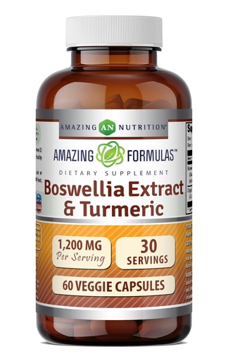 [BRSROZQYCQBWKGQ7] Amazing Formulas Boswellia Extract & Turmeric Supplement | 1200 Mg Per Serving | 60 Veggie Capsules | Non-GMO | Gluten Free | Made in USA |