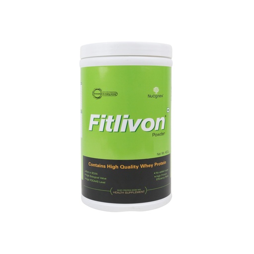 [BRSRMGITBV5BSHY6] Nucgnex Fitlivon Whey Protein Powder for Daily Use | PDCAAS 1.0 Whey Protein with BCAA | For Active Lifestyle & Everyday Fitness | Easy to Mix & Digest | No Added Sugar | 400g