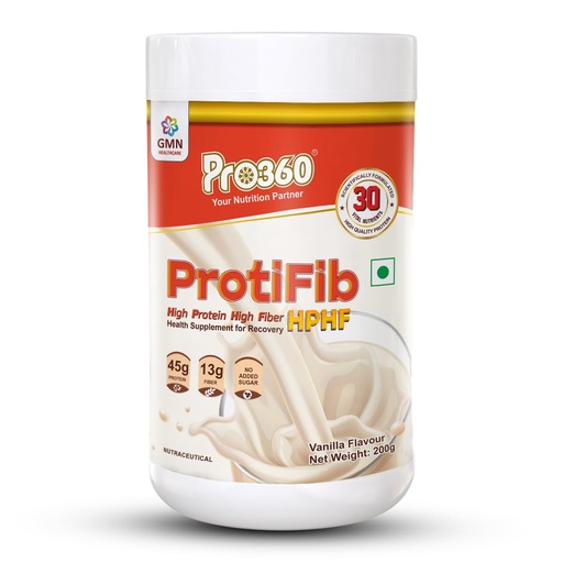 [BRSRMBTYPIGWKG36] Pro360 Protifib HPHF High Protein High Fiber Nutritional Supplement Powder for Recovery from Critical Illness with 30 Vital Nutrients - 45g of Protein, 13g of Fiber - Vanilla Flavor - 200g pack