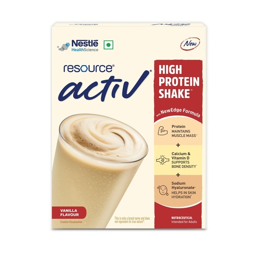 [BRSROAA3CQDWA2A6] RESOURCE Nestlé Active, High Protein Shake with New Edge Formula, Vanilla Flavour, Strengthens Muscles, Bones, Immune System, Improves Skin 400g Bag-in-box pack.