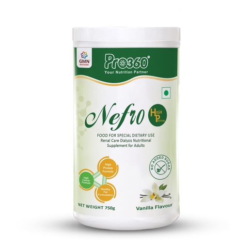 [BRSRAEIHPIMQYH3H] Pro360 Nefro HP Powder – Vanilla Flavour, 750g – High Protein Dialysis Care Nutritional Supplement for Renal Support – Vanilla Protein Powder with L-Taurine, L-Carnitine & Essential Nutrients