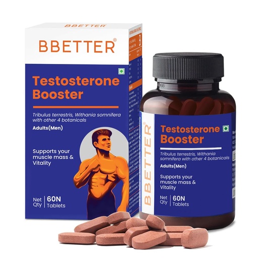 [BRSW2YD5CF7GOEQU] BBETTER Testosterone Booster Supplement for Men - Lab Tested Supplement with Tribulus terrestris, Withania somnifera and other 4 botanicals - High Strength 535mg for Muslce Growth, Energy & Stamina | 60 Count