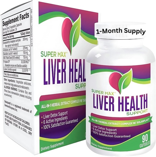 [BRSRM2QKOF5WY3Q2] Liver Health Supplements (All-in-1) Blended Complex with 6 Active Ingredients | Daily Liver Detox & Cleanse Support Supplement | Natural Liver Nutrients for Men & Women | 1-Month Supply | 90 Capsules