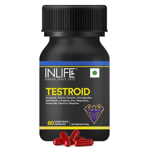 [BRSWGHALBMHBQFAZ] INLIFE Testroid Testosterone Support, Tribulus Ashwagandha, 60 Capsules
