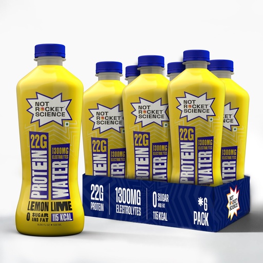 [BRSRGBLRAAARMDTO] Not Rocket Science Protein Water - Lemon Lime | 22g Clear Whey Protein Isolate | 1300mg Electrolytes | 5g BCAAs | Zero Sugar | High Protein Drink | 500ml Pack of 6