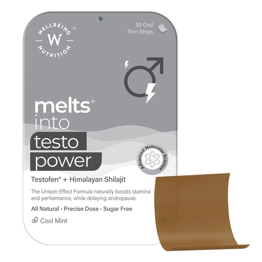 [BRSRMZAOOQCGGH37] Wellbeing Nutrition Melts Testo Power | Clinically Proven Testofen, Fenugreek Seeds, Himalayan Shilajit, Saffron | Testosterone Boost, Performance, Stamina & Energy, 30 Oral Strips