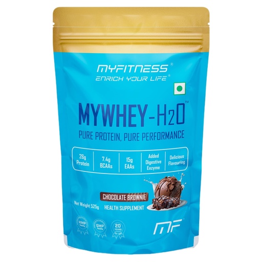 [BRSRAAQ2AF4BU3QY] Myfitness Protein Powder 525g | Mywhey H2O | 26g Protein Per Serving | Concentrate & Isolate Blend | Added Digestive Enzymes | Whey Protein Powder (525g (Pack Of 1), Chocolate Brownie)