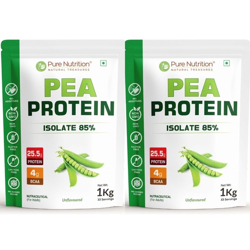 [BRSRAGI5CMBQYDYV] Pure Nutrition Pea Protein Isolate Powder | Plant Based Protein Powder with Pure Pea Protein Isolate | Vegan Protein Powder for Muscle Recovery & Strength Support | Dairy Free & Gluten Free Plant Protein for Men & Women - 1kg ( Pack of 2 ) Unflavoured