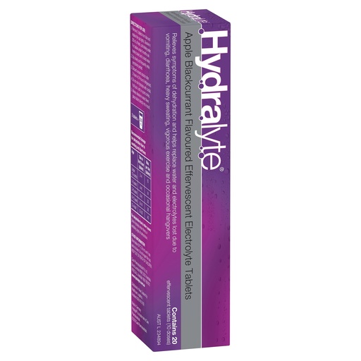 [BRSWGZQRAFYAYDLP] Hydralyte Apple Blackcurrant Flavoured Effervescent Electrolyte Tablets, 20 Tablets