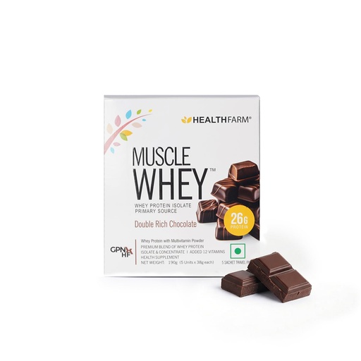 [BRSRGFDYBBYREH34] HEALTHFARM Muscle Whey Pack of 5 Protein Shake (190 g, Double Rich Chocolate)