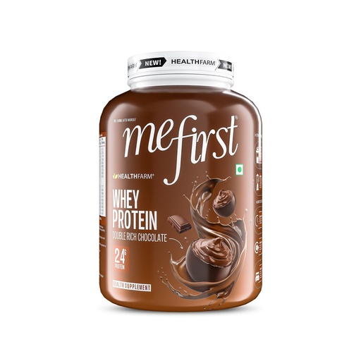 [BRSREYL3BEGWE3A6] HealthFarm MeFirst Whey Protein Powder | Lean Muscle Growth | Weight Managment | 24g Protein | BCAA 4.52g | Gultamine 4.02g| EAA 9.84g| Servings 50| Double Rich Chocolate | 2Kg