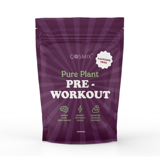 [BRSRMCQFOIJRUG3H] Cosmix Pure Plant Pre-Workout | Caffeine-Free Energy&Endurance | Muscle Recovery | 60g (50 Servings) | Beetroot Nitrates & Coconut Mcts | No Preservatives/Added Sugar | Plant Based | 200g Pack, Powder