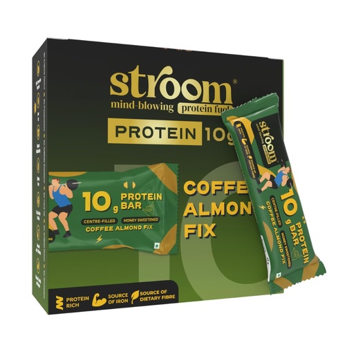 [BRSRYY3YBUORMYD5] STROOM Protein Bar Pack | Coffee Almond Fix | 10g Protein Bar | 6 Bars