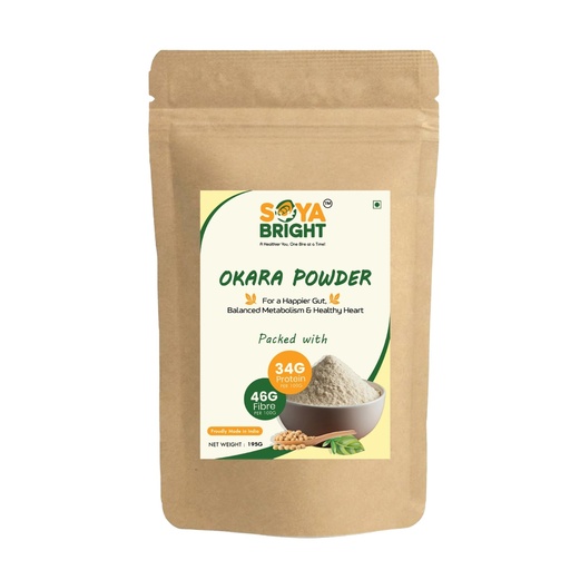 [BRSRGBQFBYNAADIY] Soya Bright Okara Powder 195g (Pack of 1) | High Fiber Soy Superfood | Plant Protein | Preservative Free | Vegan | Gluten Free Soy Pulp Powder