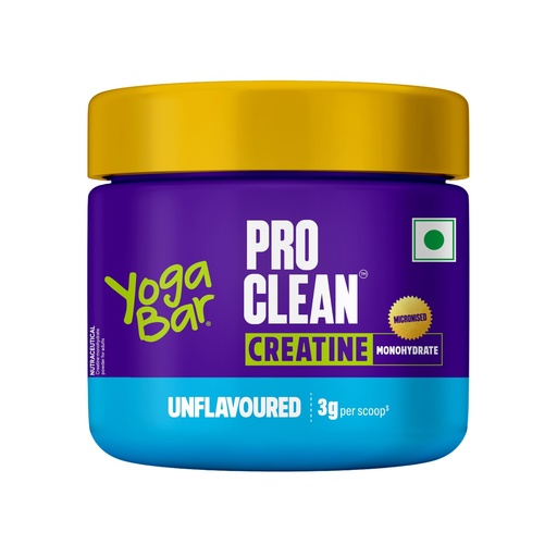 [BRSREFIZCB5GCEYU] Yoga Bar Pro Clean Creatine Monohydrate | Micronised | Unflavoured | 3g Per Scoop | 100g | Easy Mix Formula for Fitness and Strength Support