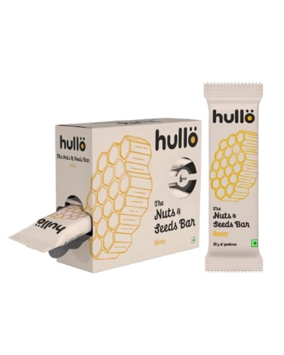 [BRSREGT5DF6QKDLF] Hullo Nuts & Seeds Bar - Honey (6 x 30g Pack) | Dairy Free, Nutrient Rich & Balanced Snack Bars for Kids & Adults | Nutrition Bars No Added Sugar & No Preservatives