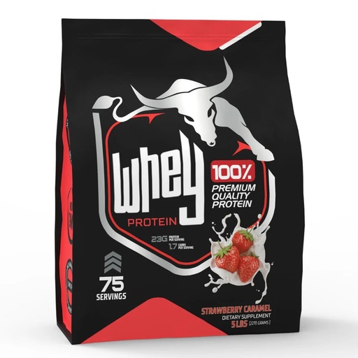 [BRSROFI7OQHWK3TL] 100% Whey Protein Powder, 5 Lbs | Supports Lean Muscle & Recovery | Fast Absorption | Natural BCAA & EAA | Non-GMO, Soy & Gluten-Free | FSSAI Approved (Strawberry Caramel)