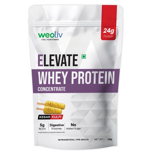 [BRSRGZQ6AFYBQCY3] Elevate Whey Protein Concentrate 1kg Kesar Kulfi | 24g Protein per Serving | NABL Lab Tested | Low Carb, Fast-Absorbing Whey Protein Powder with Digestive Enzymes for Muscle Growth & Recovery