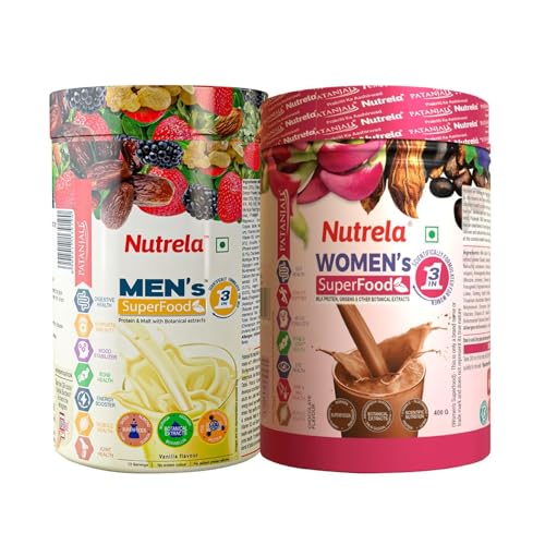 [BRSRYYDQAUPRYFA2] Nutrela Combo Women Superfood & Men Superfood with Whey Protein Supplement Powder (Each 400gm)