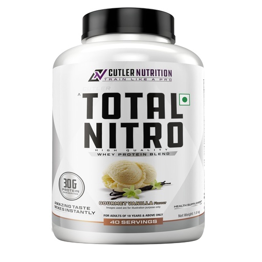 [BRSRGBINDMFRSE3A] CUTLER NUTRITION TOTAL NITRO Whey Protein Blend – Gourmet Vanilla | 30g Protein | 40 Servings | Fast Mixing Premium Protein Powder | Muscle Recovery & Lean Muscle Support