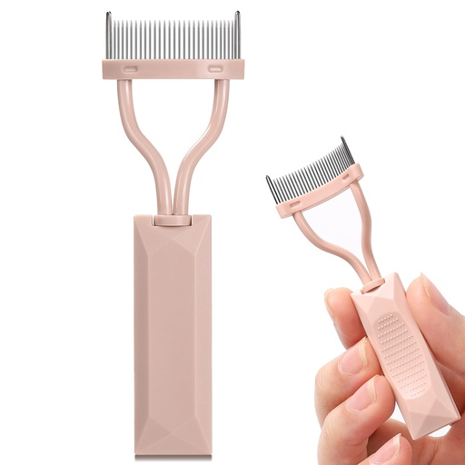 [BRSROCT5OYHBOH33] Eyelash Comb Separator, Arc Designed Lash Definer Comb Makeup Mascara Comb Applicator With Cover, Eye Cosmetic Brush Tool (Naked Pink)