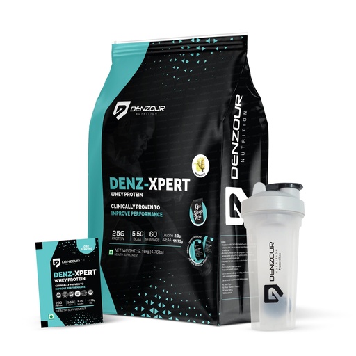 [BRSRAFD4AVYRADLF] DENZOUR NUTRITION Denz-Xpert Whey Protein with Shaker | 25g Protein, 5.5g BCAA | Fast Absorbing & Easy Digestion | Muscle Recovery, Growth & Strength | Pista Kulfi | 2.16 kg (60 Sachets/Servings)