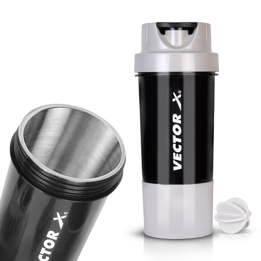 [BRSRMCYDPMCBUFLJ] Vector X Thunder Steel Shaker Bottle For Protein Shake With Material Grade 0.5 Non Toxic 500 ml Shaker (Grey)