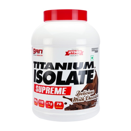 [BRSREZQNBYMBAHLK] San Nutrition Titanium Isolate Supreme | Whey Protein Powder | 26g protein | Hydrolyzed Whey Protein Isolate | (2.1kg (70 servings), Delicous Milk Chocolate)