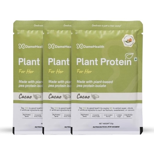 [BRSREYINBECQYAYY] Plant Protein for Women - Cacao (3 Sachets, 90g) Pea Isolate | Pregnancy Safe | Vegan | Sugar free | Natural Ingredient | Antioxidant for Women's Health | Suitable for All Age Women