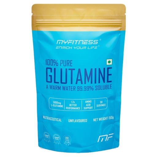 [BRSRAAL4B4OQ43Q3] Myfitness 100% Pure Glutamine Powder | 150g | 5000mg L-Glutamine Powder | Unflavoured | Glutamine Supplement For Men & Women