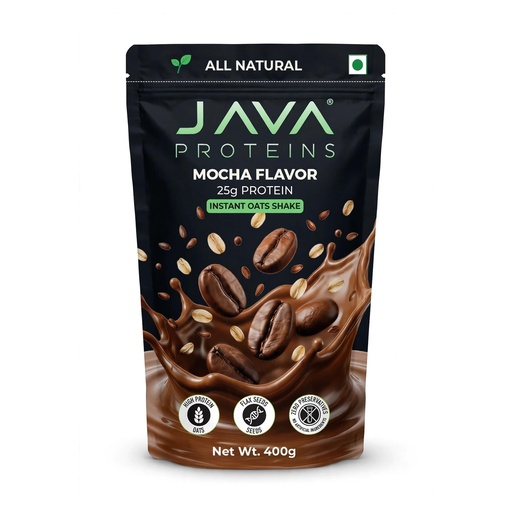 [BRSRYZL5PMBAO33F] Instant Oats shake, Mocha Flavor, 25g Complete Plant Protein | 9 Essential Amino Acids | No Preservatives, Digestible Fibre, Omega-3 | 30 Second Breakfast smoothie | Oats with Flax seeds (400)