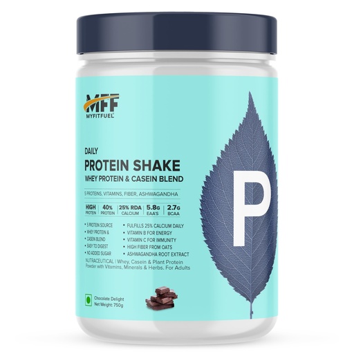 [BRSROHA3OYDRU3YU] MyFitFuel Daily Protein Shake, Whey & Casein, 5 Proteins, Calcium, Ashwagandha, Vitamins, 750g, Chocolate