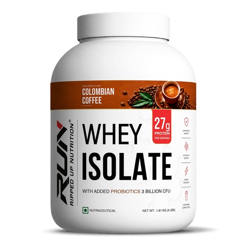 [BRSWYHA6OJ7Q4ALG] Ripped Up Nutrition Whey Protein Isolate | 27g Fast-Absorbing Protein/Scoop | Low Carb & Fat for Lean Muscle Growth | No Fillers or Maltodextrin | GMP Certified (Colombian Coffee, 1.81 kg (4 lbs))