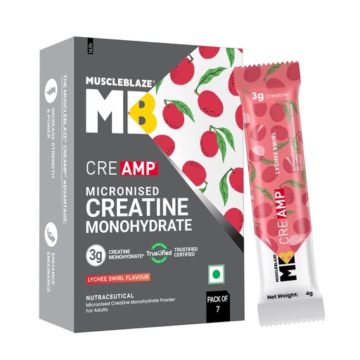 [BRSRGBIBB4BB4CLL] MuscleBlaze Micronised Creatine Monohydrate CreAMP Powder, 7 Sachets