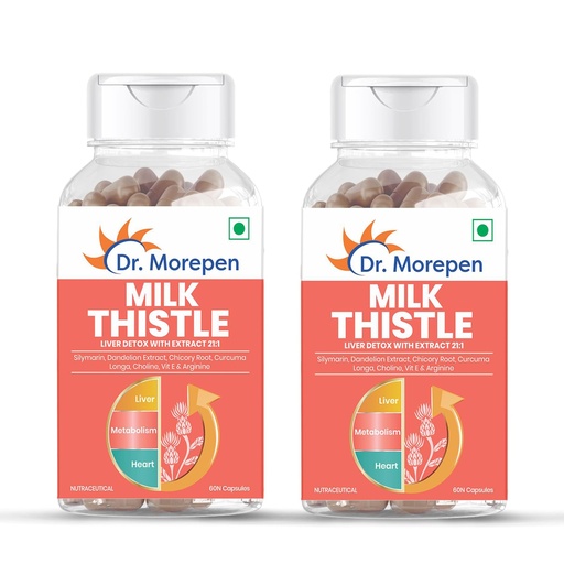 [BRSW2ADQBEDREYDZ] DR. MOREPEN Milk Thistle With Silymarin, Dandelion Extract, Vitamin E & Arginine | Nature's Goodness for Men and Women | 60 Capsules (Pack of 2)