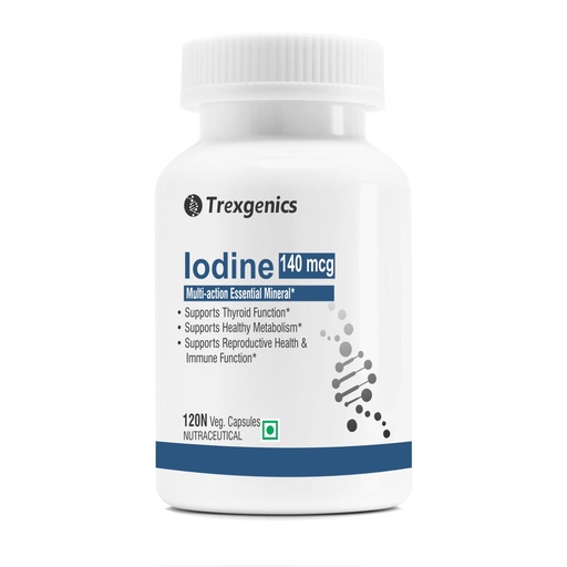 [BRSREGQNAECGECTV] Trexgenics Iodine 140 mcg from Potassium Iodide Multi-Action Mineral for Thyroid Function, Metabolism, Immunity (120 Veg. Capsules)