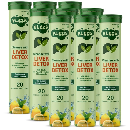 [BRSREGILBMCQ4YDL] Liver Detox Effervescent 180 Tablets for Men & Woman | 250mg Milk Thistle, 600mg NAC, Turmeric & 10 Superherbs with Vitamin C | Plant-Based Supplement for Liver Cleanse, Gut Health & Toxin Flush | Vegan, No Sugar, Lemon Flavor (Pack of 9)