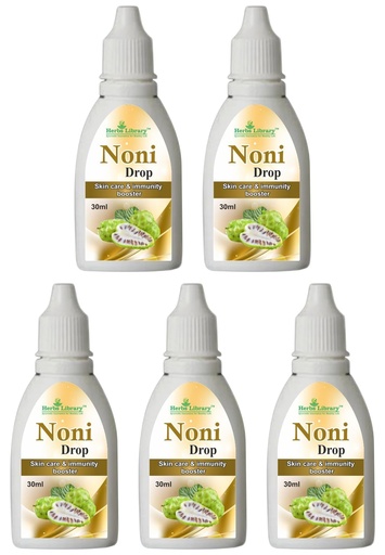 [BRSRABAROZYWA2Q7] Noni Drop for Rich in Essential Nutrients (Pack of 5, 30 ml)|Natural Immunity Booster and Antioxidant Supplement Supports Digestion, Skin Health and Detox Herbal Remedy for Overall|