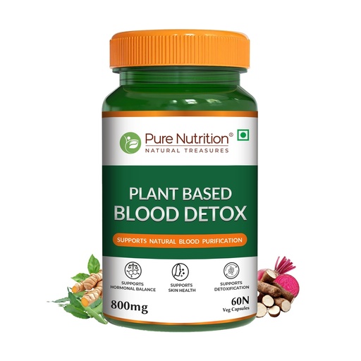 [BRSREGANC4JREH3P] Pure Nutrition Blood Purifier | Blood Detox Supplements with Plant Based Neem,Beetroot, Manjistha & Curcumin Turmeric Extract | Natural Blood Purifier 800mg for Skin Health, Detox Support, Acne & Pimple Control – 60 Veg Capsules