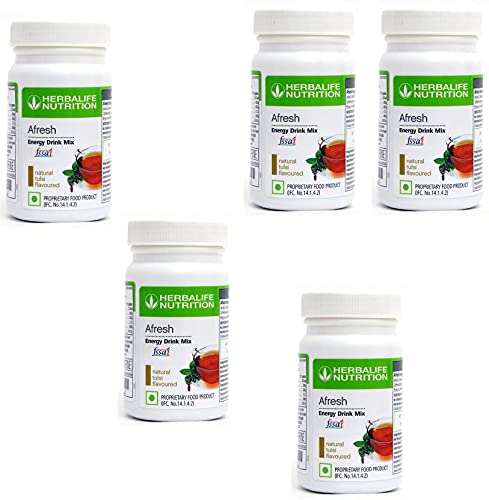 [BRSW2ZYRAACRA235] HERBALIFE Afresh Energy Drink Mix Tulsi Energy Drink (5x50 g, Tulsi Flavored) (Pack of 5)
