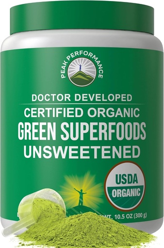 [BRSWG2YBCMJWKA3V] Super Greens Powder con 25+ Ingredientes orgánicos para Max Energy y rendimiento deportivo. Vegan Keto Green Juice Daily Drink