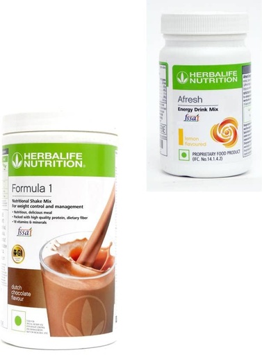 [BRSW2BQZDIIAMCTU] HERBALIFE Weight Loss Combo With Formula 1 Shake mix Chocolate Flavor With Afresh Energy Drink Lemon Flavor Combo (550 Grams)