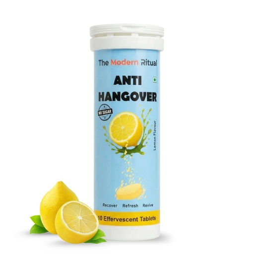 [BRSRGGQNDEPQ4DT4] Anti-Hangover Effervescent Tablets | Instant Hangover Relief, Hydration & Energy Booster | Liver Support Formula | Zero Sugar | Vegan | Lemon Flavour 10 Tablets