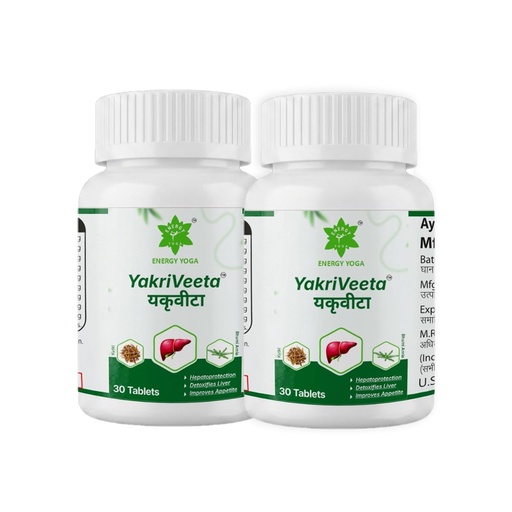 [BRSRYGA6CB4AAG35] YakriVeeta Liver Care Tablets with Kalmegh Bhumi Amalaki Kutki Rohitaka Sharpunkha Makoy Bhringraj Punarnava & Mandur Bhasma | Herbal Liver Support Supplement (Pack of 2)