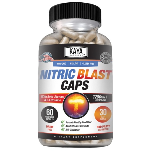 [BRSRMGQDB4JWAGTO] Kaya Naturals - Nitric Blast Potent All-Natural Herbal Supplement for Maximum Health Benefits | Pre-Workout | Increased Energy | Improved Nighttime Performance (60 Count (Pack of 1)